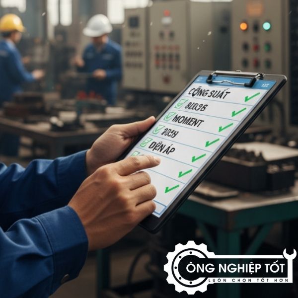 Kỹ sư Công Nghiệp Tốt ang check list thông số motor